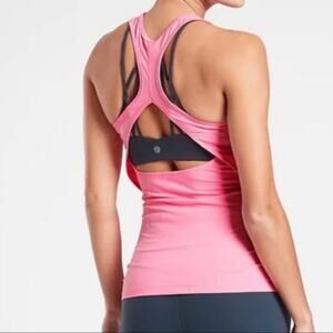 Pink Athleta Contemplation Cut-Out Racerback Tank Top